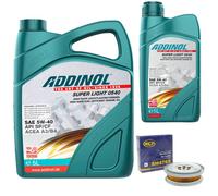 Olio Motore Set Addinol 5W-40 Super Light 6 Litro + Olio Filtro per Mercedes