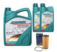 Olio Motore Set Addinol 5W-40 Super Light 7 Litro + Filtro per Renault Megane II
