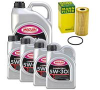 Olio Motore Set Compatibile 5W-30 Plus Meguin 9 Litro + Filtro per Opel Movano B