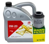 Olio Motore Set Febi 0W-20 4 Litro + Filtro per Seat Alhambra VW Sharan 1.4 TSI
