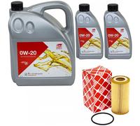 Olio Motore Set Febi SAE 0W-20 7 Litro + Filtro 109015 per Audi A6 A7 Q7 3.0 Tdi