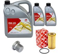 Olio Motore Set Febi SAE 0W-20 7 Litro + Filtro Olio+Vite per Audi A4 A5 A6 A7