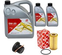 Olio Motore Set Febi SAE 0W-20 7 Litro + Filtro Olio+Vite per Audi Q7 3.0 Tdi