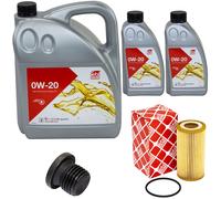 Olio Motore Set Febi SAE 0W-20 7 Litro + Filtro Olio+Vite per Audi Q7 A4 3.0 Tdi