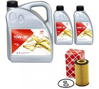 Olio Motore Set Febi SAE 10W-30 7 Litro + Filtro per Mercedes Classe A B