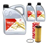 Olio Motore Set Febi SAE 10W-40 7 Litro + Filtro 22536 per VW Passat Variant 2.5