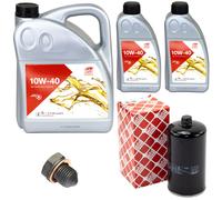 Olio Motore Set Febi SAE 10W-40 7 Litro + Filtro Olio+Vite per VW Lt 40-55 i '