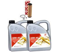 Olio Motore Set Febi SAE 10W-40 8 Litro + Filtro Olio per Mercedes 203