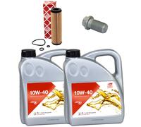 Olio Motore Set Febi SAE 10W-40 8 Litro + Filtro Olio+Vite per Mercedes Classe C