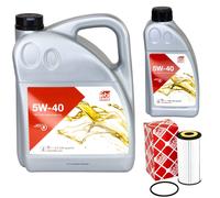 Olio Motore Set Febi SAE 5W-40 6 Litro + Filtro 109411 per Audi Seat Skoda VW