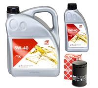 Olio Motore Set Febi SAE 5W-40 6 Litro + Filtro 22550 per Audi A4 Avant RS4 8D5
