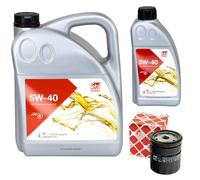 Olio Motore Set Febi SAE 5W-40 6 Litro + Filtro 32122 per Opel Omega B Sintra