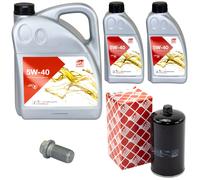 Olio motore Set Febi SAE 5W-40 7 Liter + Filtro + Vite per Mercedes classe C