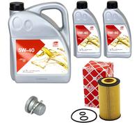 Olio motore Set Febi SAE 5W-40 7 Liter + Filtro + Vite per Mercedes Classe E