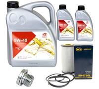 Olio Motore Set Febi SAE 5W-40 7 Litro + Filtro Olio+Vite per Audi A3 RS3 367 Ps
