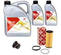Olio Motore Set Febi SAE 5W-40 7 Litro + Filtro Olio+Vite per Audi A4 A5 A6 A7