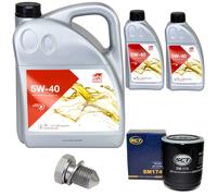Olio Motore Set Febi SAE 5W-40 7 Litro + Filtro Olio+Vite per Audi A4 A6 A8 3.0