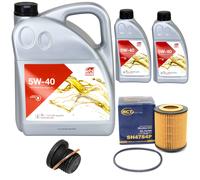 Olio Motore Set Febi SAE 5W-40 7 Litro + Filtro Olio+Vite per Audi A6 Avant