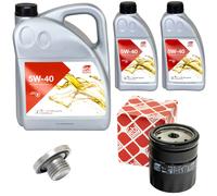 Olio Motore Set Febi SAE 5W-40 7 Litro + Filtro Olio+Vite per Opel Frontera - B