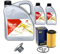 Olio Motore Set Febi SAE 5W-40 7 Litro + Filtro Olio+Vite per Opel Frontera B