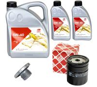 Olio Motore Set Febi SAE 5W-40 7 Litro + Filtro Olio+Vite per Opel Frontera (B