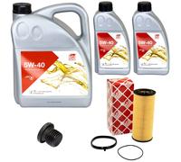 Olio Motore Set Febi SAE 5W-40 7 Litro +Filtro+Vite per Audi A4 A5 A6 A7