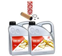Olio Motore Set Febi SAE 5W-40 8 Litro + Filtro Olio per Mercedes W203