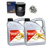 Olio Motore Set Febi SAE 5W-40 8 Litro + Filtro Olio+Vite per Hyundai H-1 Viaggi
