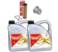 Olio Motore Set Febi SAE 5W-40 8 Litro + Filtro Olio+Vite per Mercedes Classe C