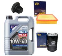 Olio Motore Set Filtri 10W-40 5 Litro + Tappo Scarico per Opel Frontera A 2.5