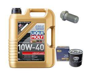 Olio Motore Set Filtri 10W-40 5 Litro + Tappo Scarico per Rover Mini 1000 41 Ps