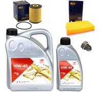 Olio Motore Set Filtri 10W-40 6 Litro + Tappo Scarico Olio per VW Passat Variant