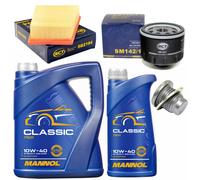 Olio Motore Set Filtri 10W-40 6 Litro + Tappo Scarico per di Renault Megane II