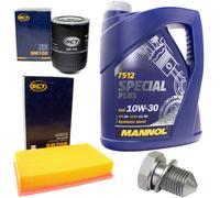 Olio Motore Set Filtri 10W30 5 Litro + Tappo Scarico per Audi Cabrio 8G7 1.9
