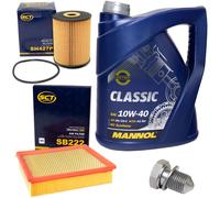Olio Motore Set Filtri 10W40 5 Litro + Tappo Scarico per Audi A4 Avant Cabrio