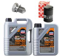 Olio Motore Set Filtri 4200 5W-30 Liqui Moly 6 Litro + Vite per Audi A4 Avant