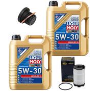 Olio Motore Set Filtri 5W-30 Liqui Moly 10 Litro + Vite per Audi A5 A6 A8 Q7 VW