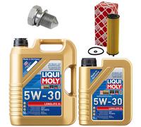 Olio Motore Set Filtri 5W-30 Liqui Moly 6 Litro + Vite per Skoda VW Passat 2.0