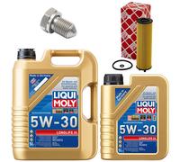 Olio Motore Set Filtri 5W-30 Liqui Moly 6Liter + Vite per Skoda Superb VW Passat
