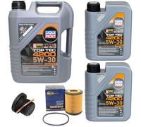 Olio Motore Set Filtri 5W-30 Liqui Moly 7 Litro + Vite per Audi A6 Avant 3.2 FSI