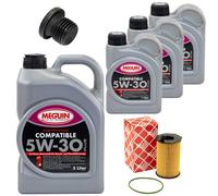 Olio Motore Set Filtri 5W-30 Plus Meguin 8 Litro + Vite per Porsche Cayenne Di