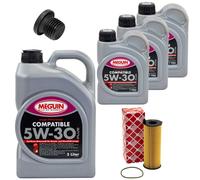 Olio Motore Set Filtri 5W-30 Plus Meguin 8 Litro + Vite per Porsche Cayenne Il