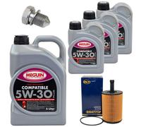 Olio Motore Set Filtri 5W-30 Plus Meguin 8 Litro + Vite per VW Transporter V 2.5