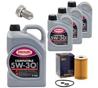 Olio Motore Set Filtri 5W-30 Plus Meguin 8 Litro + Viti per VW Transporter