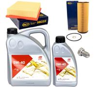 Olio Motore Set Filtri 5W-40 6 Litro + Tappo Scarico per Skoda Superb Io 2.5
