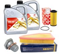 Olio Motore Set Filtri 5W-40 8 Litro + Tappo Scarico per BMW 3er 330d E91 245 Ps