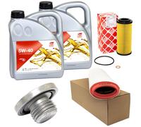Olio Motore Set Filtri 5W-40 8 Litro + Tappo Scarico per BMW X3 3.0d E83 204 Ps