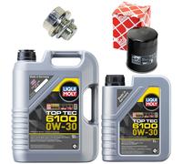 Olio Motore Set Filtri 6100 0W-30 Liqui Moly 6 Litro + Vite per Mitsubishi ASX