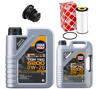 Olio Motore Set Filtri 6200 0W-20 Liqui Moly 6 Litro + Vite per Audi A3 A4 A5 VW