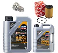 Olio Motore Set Filtri 6200 0W-20 Liqui Moly 6 Litro + Vite per Skoda VW
